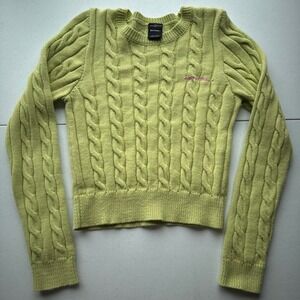 Iets Frans BDG Urban Outfitters‎ Women's Lime Green Cable Knit Preppy Sweater S